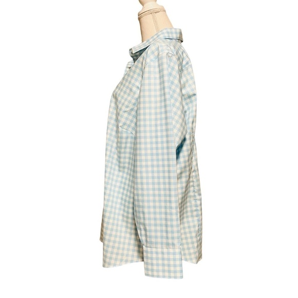 LANDS’ END WOMENS PRETTY BABY BLUE AND WHITE CHECKERED BUTTONED DOWN SHIRT SZ 20 - Picture 2 of 9